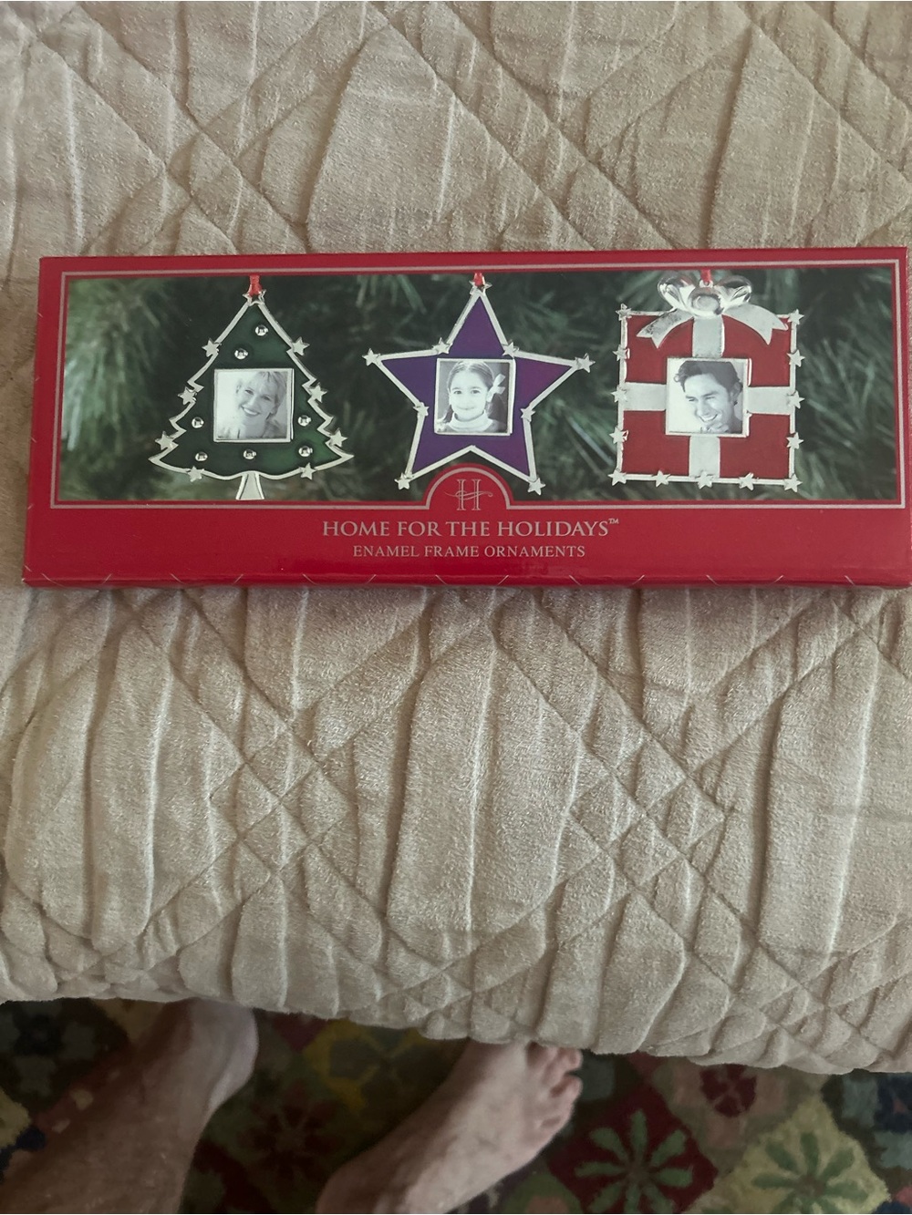 Red Enamel Frame Ornaments - Set of 3